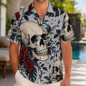 Skull Vine Rose Beachwear For Bold Summer Travel And Outdoor Adventures By The Sea Hawaiian Shirt