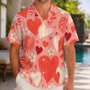Coral Heart Motifs for Romantic Getaways and Valentine's Day Celebrations for Modern Men Hawaiian Shirt