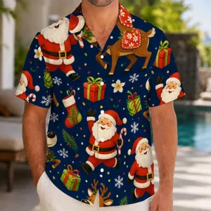 Santa Reindeer Christmas Cheer For Festive Winter Celebrations, Parties, And Men Everywhere Hawaiian Shirt