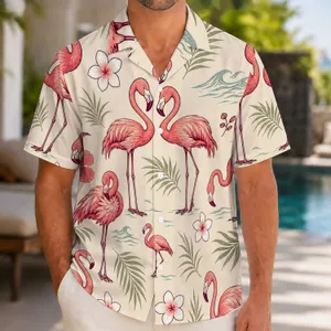 Pink Flamingo And Palm Leaf Beach Style For Tropical Vacations And Summer Getaways Hawaiian Shirt