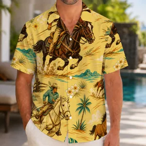 Western Horseback Riders for Rodeos, Ranch Vacations, and Summer Getaways for Him Hawaiian Shirt
