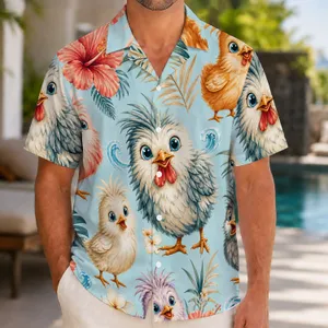 Playful Tropical Eyed Chicks for Beach Holidays and Summer Gifts for Lively Friends Hawaiian Shirt