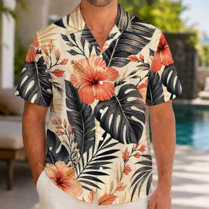 Coral Hibiscus And Charcoal Tropical Leaves For Sunny Island Getaways And Resort Days Hawaiian Shirt
