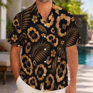 Black Gold Leopard Rosettes for Luxe Resort Nights and Bold Summer Getaways for Men Hawaiian Shirt