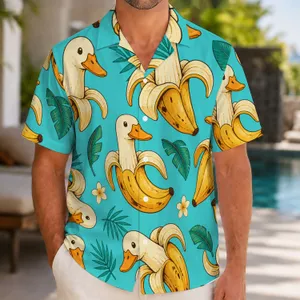 Funny Banana Duck Tropical Party Gift For Men, Playful Vacation And Beach Lovers Hawaiian Shirt