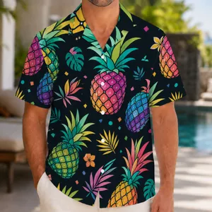 Neon Mosaic Pineapple Tropical Party Style for Beach Vacations and Summer Streetwear Hawaiian Shirt