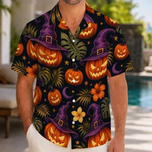 Jack-O-Lantern Witch Hats For Halloween Parties And Autumn Night Outfits For Men Hawaiian Shirt
