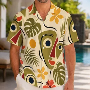 Abstract Face Shapes Tropical Color Resort Outfit For Men And Creative Streetwear Fans Hawaiian Shirt