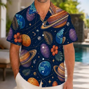 Retro Planets And Ringed Worlds For Summer Travel, Beach Parties, And Space Fans Hawaiian Shirt