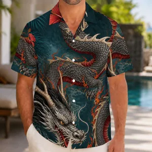 Retro Chinese Dragon Flame Motif For Festival Nights And Streetwear Enthusiasts Hawaiian Shirt