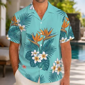 Tropical Plumeria And Bird Of Paradise Vacation Style For Men At Summer Beach Getaways Hawaiian Shirt