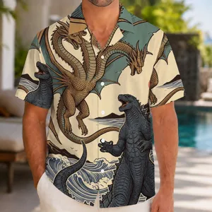 Three-Headed Dragon and Giant Reptile Beach Adventure for Summer Gifts and Vacations Hawaiian Shirt