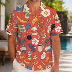 Coffee Tea Brunch Breakfast Motifs for Beach Vacations and Relaxed Resort Weekends Hawaiian Shirt