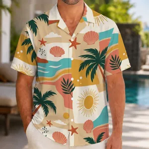 Retro Palm Sun Coast Motifs for Family Beach Vacations and Relaxed Island Getaways Hawaiian Shirt