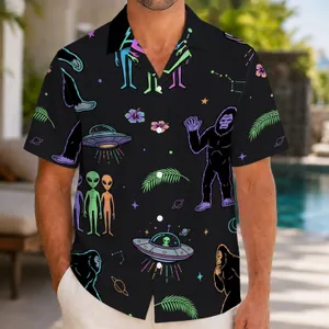 Neon Bigfoot Alien Adventure For Festivals, Vacations, Summer Nights, And Gifts For Fans Hawaiian Shirt