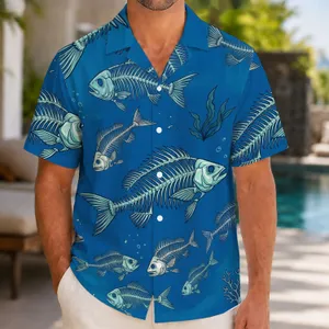 Skeleton Fish Deep Sea Adventure for Coastal Vacations and Fishing Fans of All Ages Hawaiian Shirt