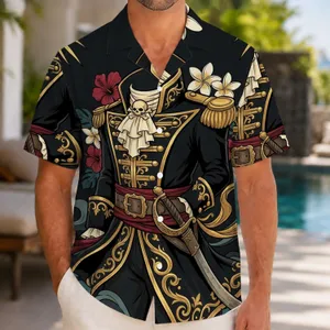 Pirate Captain Costume Outfit for Beach Vacations and Theme Parties for Men and Women Hawaiian Shirt