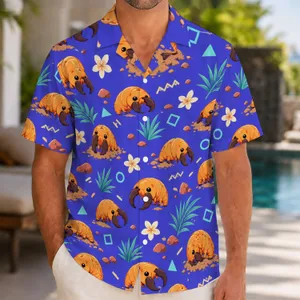 Orange Burrowing Larva and Desert Blooms for Playful Summer Getaways and Nature Fans Hawaiian Shirt