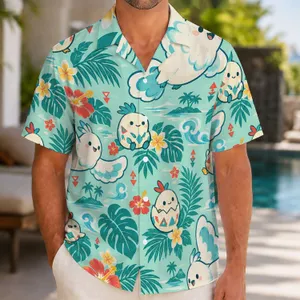 Cute Egg Hatchling and Cloud-Winged Birds for Whimsical Summer Island Beach Getaways Hawaiian Shirt