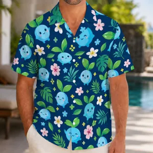 Blue Sprout Creatures for Cheerful Summer Beach Days and Tropical Island Getaways Hawaiian Shirt