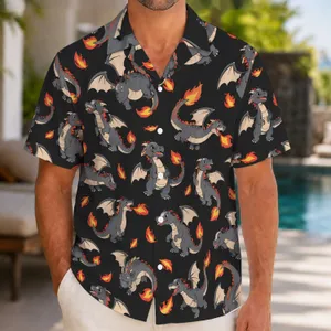 Fire Dragon And Tropical Flames For Summer Getaways And Beachside Adventure Gifts Hawaiian Shirt