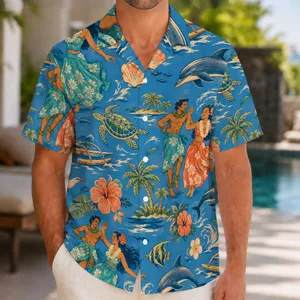 Retro Ocean Adventure Scenes for Vacation Beach Days and Island Getaways for Men Hawaiian Shirt