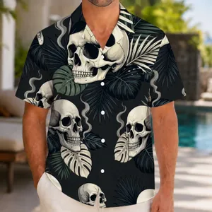 Tropical Skull Jungle Escape for Beach Vacations, Gothic Aloha Lovers, Men and Women Hawaiian Shirt