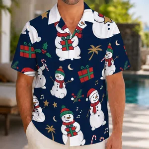 Cheerful Snowmen and Holiday Gifts for Festive Tropical Celebrations and Getaways Hawaiian Shirt