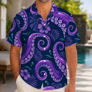 Purple Octopus Tentacles for Halloween Getaways and Coastal Fantasy Fans Hawaiian Shirt