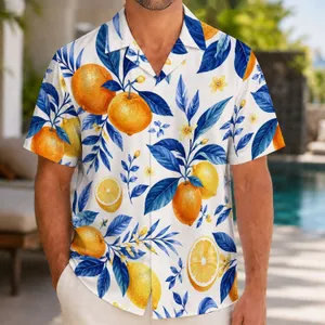 Citrus Grove Oranges and Blue Leaves for Sunny Resort Getaways and Coastal Escapes Hawaiian Shirt