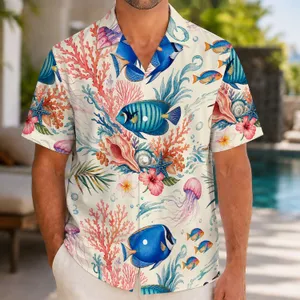 Colorful Tropical Fish And Coral For Resort Vacations And Coastal Weekends For Men Hawaiian Shirt