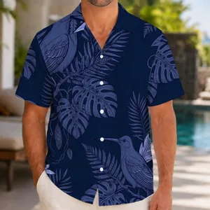 Blue Tropical Forest Birds and Botanicals for Island Vacations and Resort Weekends Hawaiian Shirt