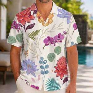 Tropical Botanical Blooms and Ocean Foliage for Resort Getaways and Beach Holidays Hawaiian Shirt