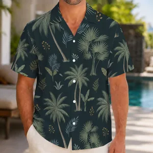Tropical Palm Canopy Retreat for Resort Vacations and Island Weekends, Men’s Style Hawaiian Shirt