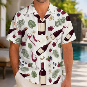 Red Wine Bottles And Glasses For Vineyard Weekends And Summer Celebrations Hawaiian Shirt