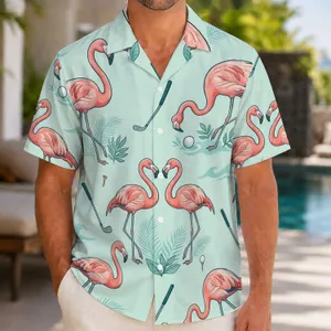 Pink Flamingo Golf Scene For Resort Outings And Summer Fairways For Men And Women Hawaiian Shirt