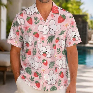 Tandemaus Strawberry Pair for Cheerful Summer Days and Kawaii Gift Giving Hawaiian Shirt