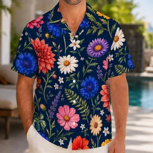 Colorful Wildflower Bouquet for Resort Getaways, Garden Parties, and Summer Escapes Hawaiian Shirt