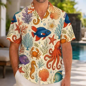Colorful Marine Life Escape for Beach Vacations, Coastal Getaways, and Island Travel Hawaiian Shirt