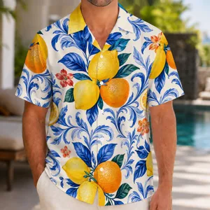 Sicilian Lemon Citrus Motifs for Sunny Resort Days and Coastal Getaways for Men Everywhere Hawaiian Shirt