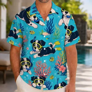 Cartoon Snorkel Dog Underwater Adventure for Beach Vacations, Pool Days, and Travel Hawaiian Shirt