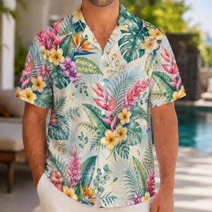 Watercolor Tropical Botanicals for Resort Escapes and Women's Sunny Island Wardrobe Hawaiian Shirt