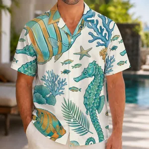 Ocean Reef Fish and Botanical Escape for Beach Vacations, Resorts, and Cruises Abroad Hawaiian Shirt