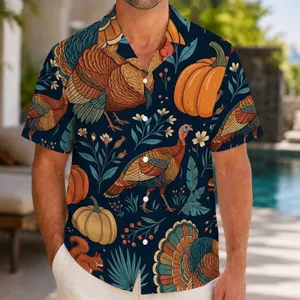 Thanksgiving Turkeys, Pumpkins and Squirrels for Cozy Autumn Gatherings and Hosting Hawaiian Shirt