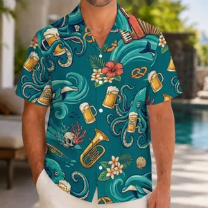 Oktoberfest Ocean Party Beer Octopus Celebration For Men At Coastal Getaways And Festivals Hawaiian Shirt