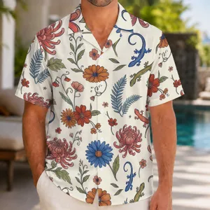 Colorful Floral Gecko Island Vacation Style for Garden Lovers and Tropical Getaways Hawaiian Shirt