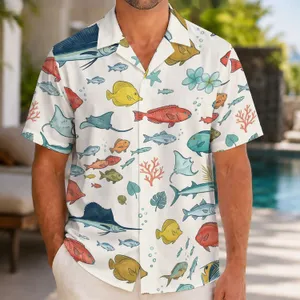 Colorful Tropical Fish Resort Style for Beach Holidays and Island Getaways for Him Hawaiian Shirt