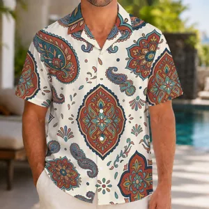 Boho Paisley Medallion Motifs for Resort Getaways and Summer Travel for Stylish Men Hawaiian Shirt