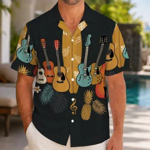 Vintage Guitar, Ukulele & Surfboard Rhythm for Island Getaways and Summer Concerts Hawaiian Shirt