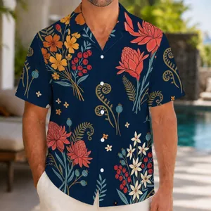 Quirky Tropical Wildflowers and Ferns for Resort Getaways and Vintage-Loving Men Hawaiian Shirt